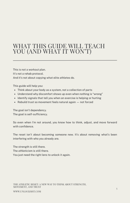 Text page from a guide titled, "The Athletic Reset"